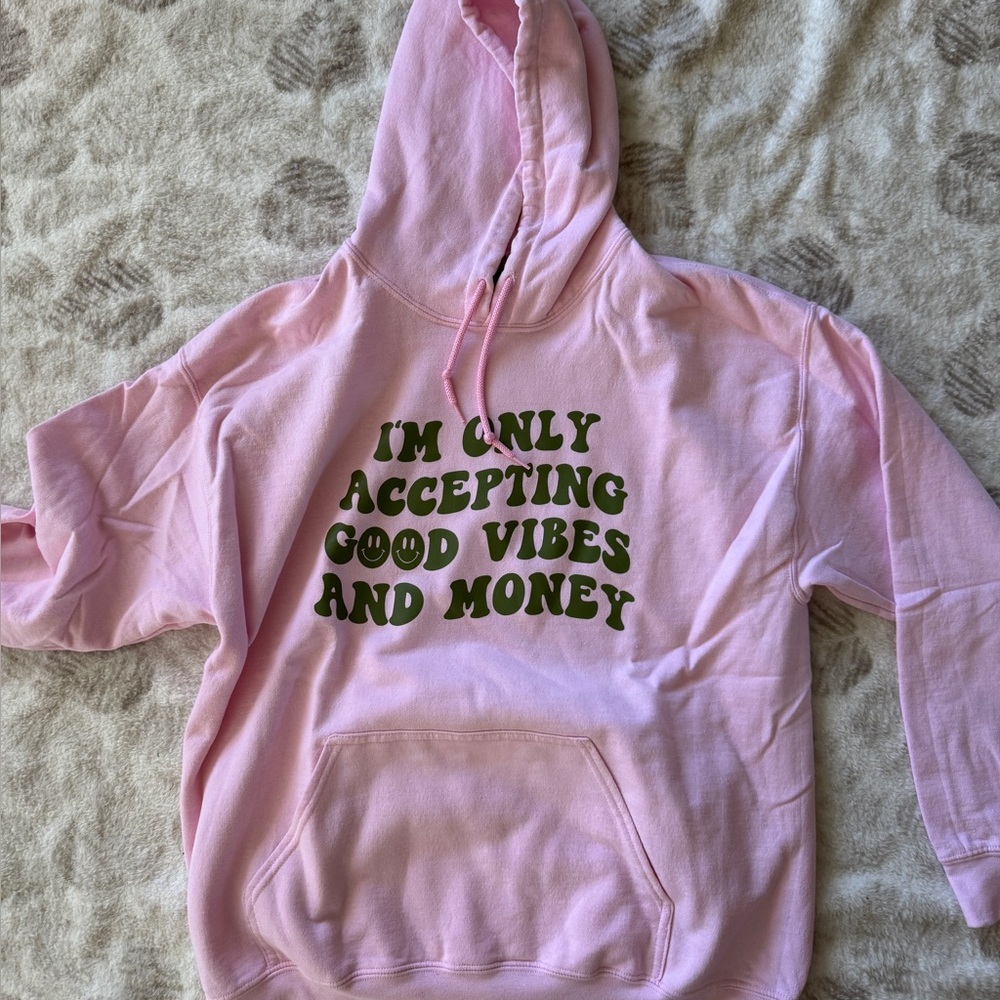 Good Vibes- Pink graphic Hoodie sweatshirt